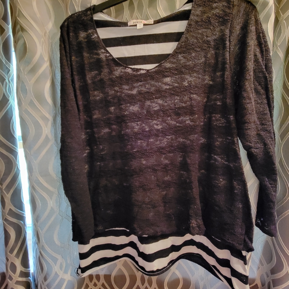 Derek Plus Striped shirt with knit overlay. Size 2X.